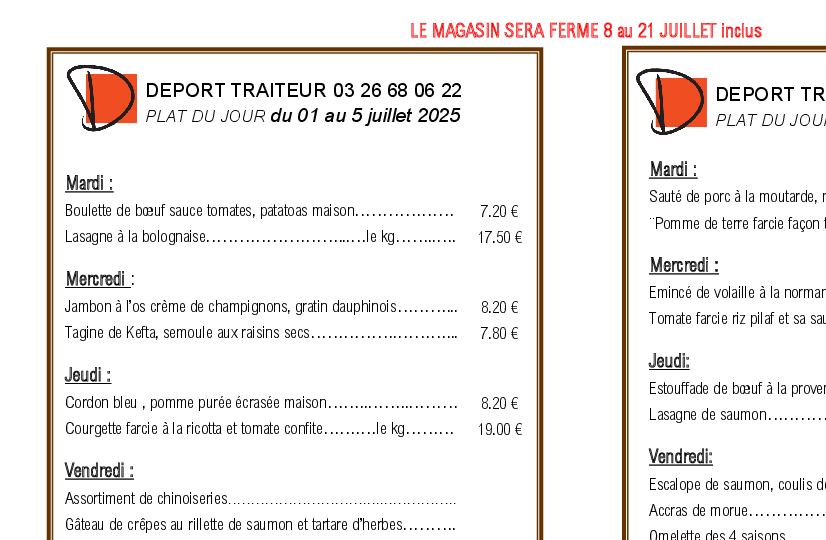 Preview Menu